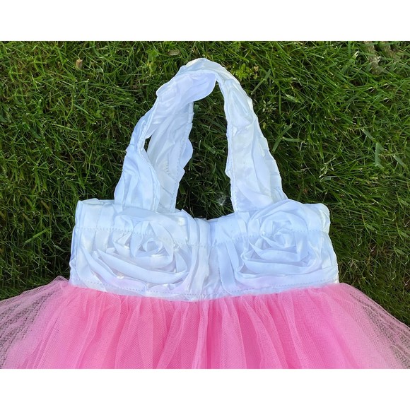 Princess Tote, Bridal Tote, White Pink Tutu Tote Bag, Flower Girl Tote, Ballet - Picture 2 of 4